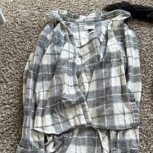 Gray and White Plaid Shirt